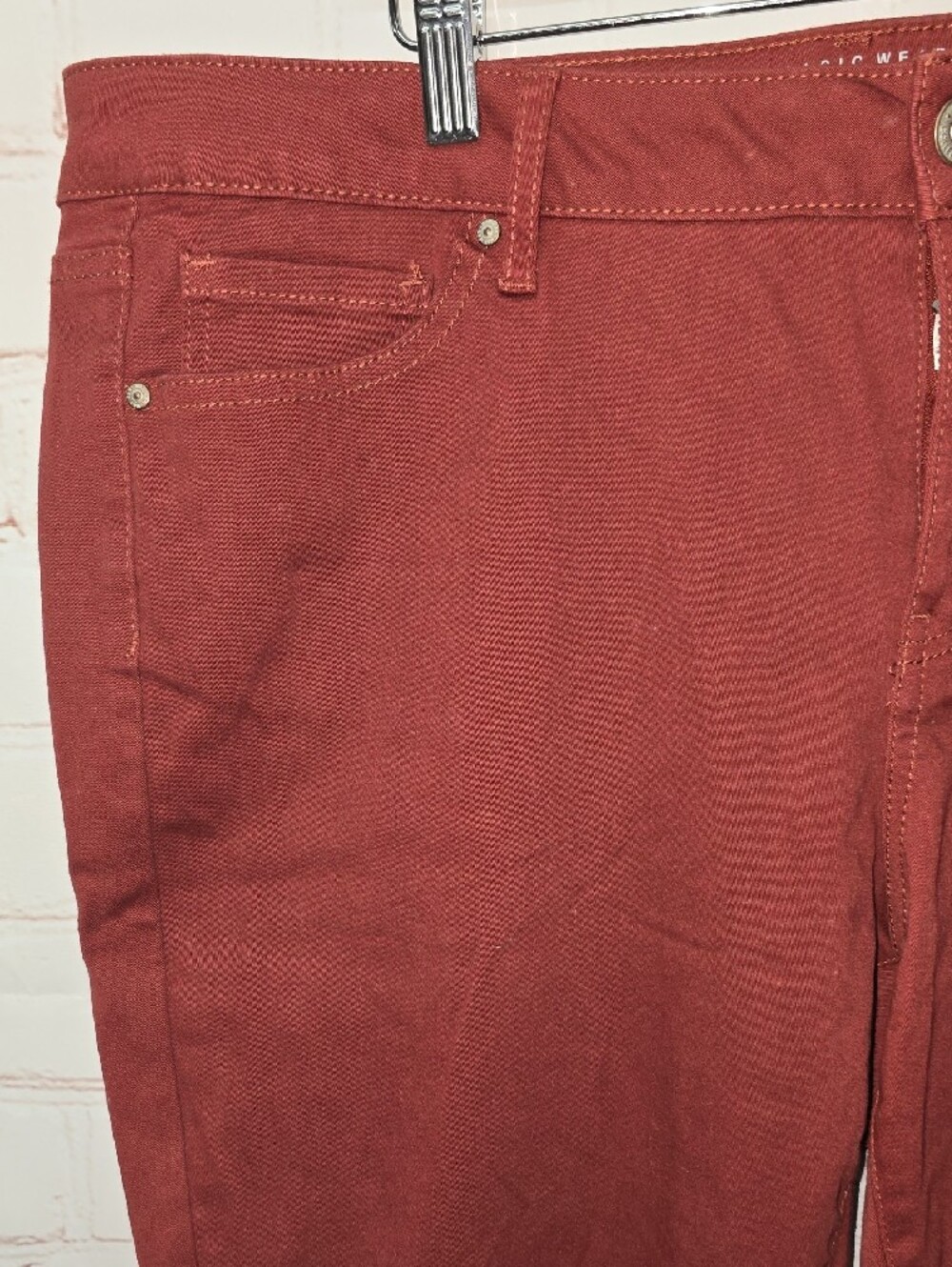 Basic Editions Skinny Roll Up Stretch Jeans in Burgundy Womens Size 18 NWT - Picture 3 of 15
